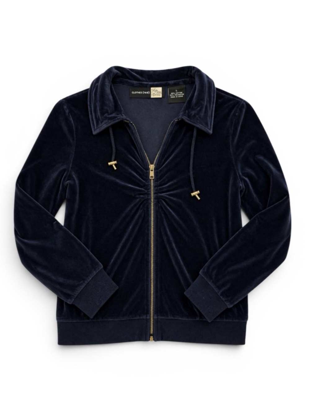 Saks Black Label Navy Velour Zip-Up Jacket – Size L